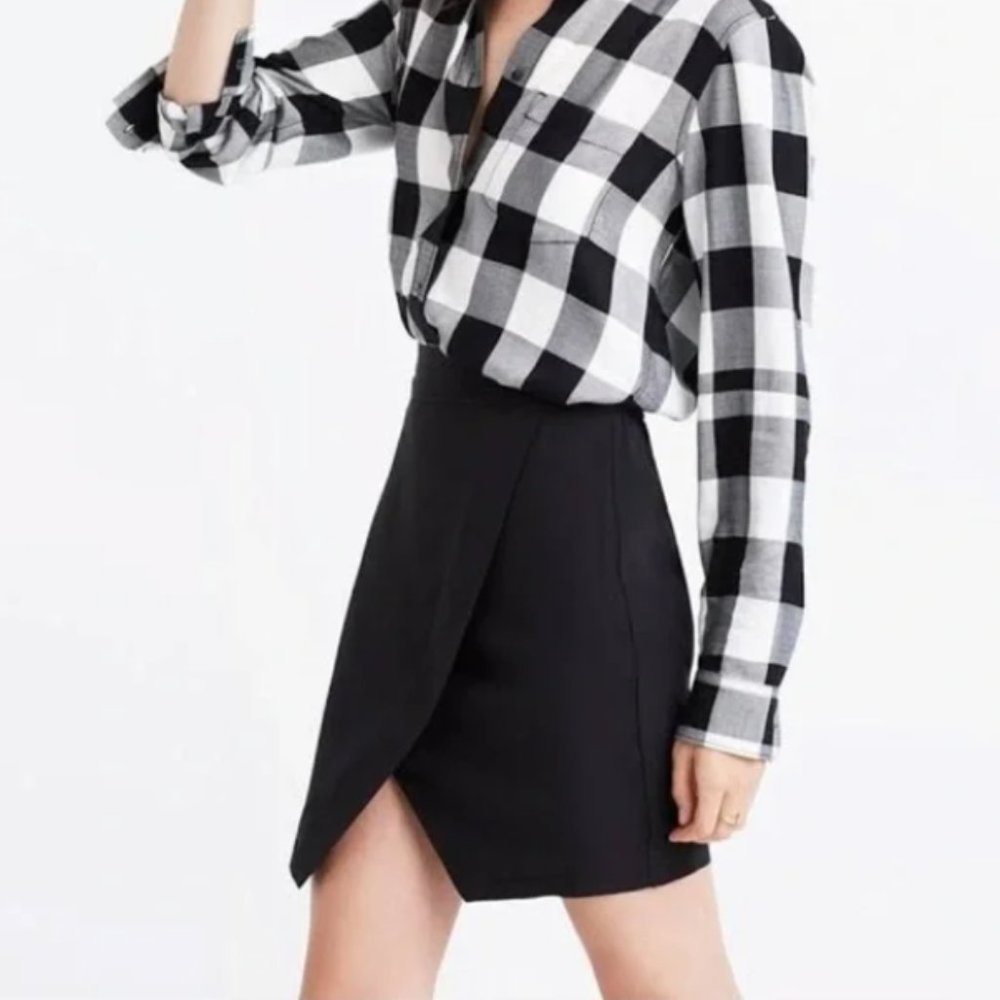 Madewell Silk Parkway Wrap Style Mini Skirt Black-XS